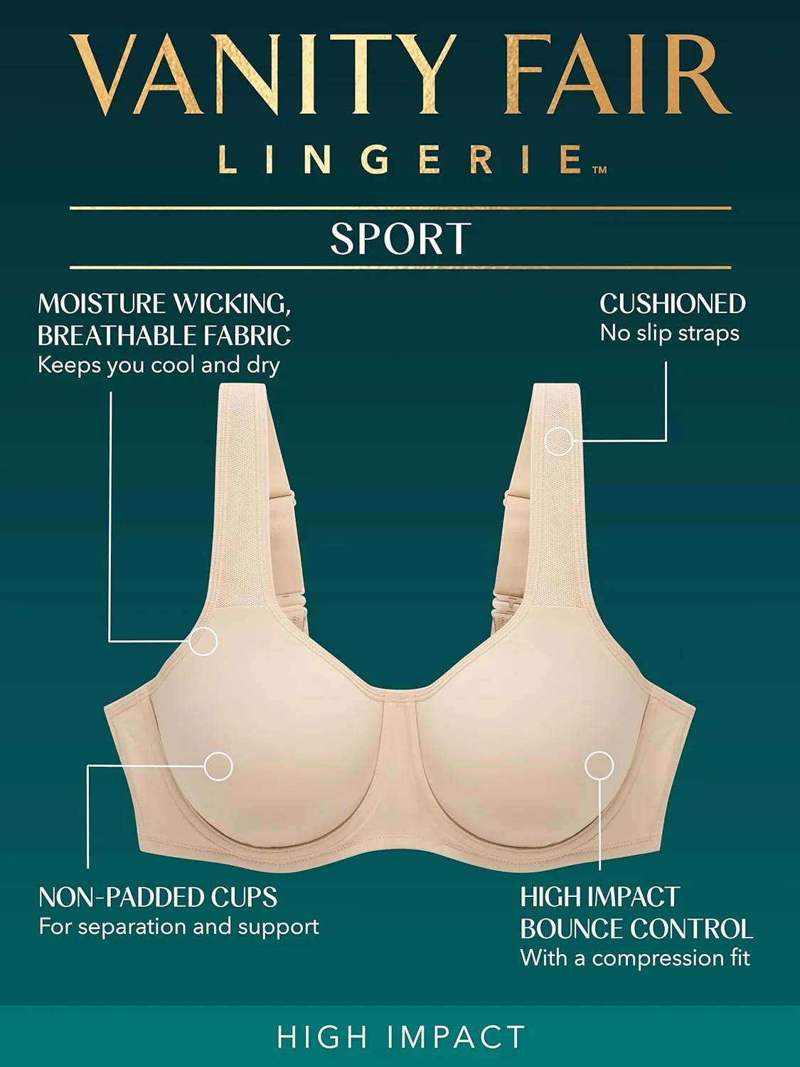 Vanity Fair Women's High Impact Underwire Sport Bra