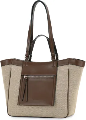 VASCHY Tote Bag Purse for Women, Fashion Canvas Vegan Leather Patchwork Satchel Shoulder Bag Handbag for Work