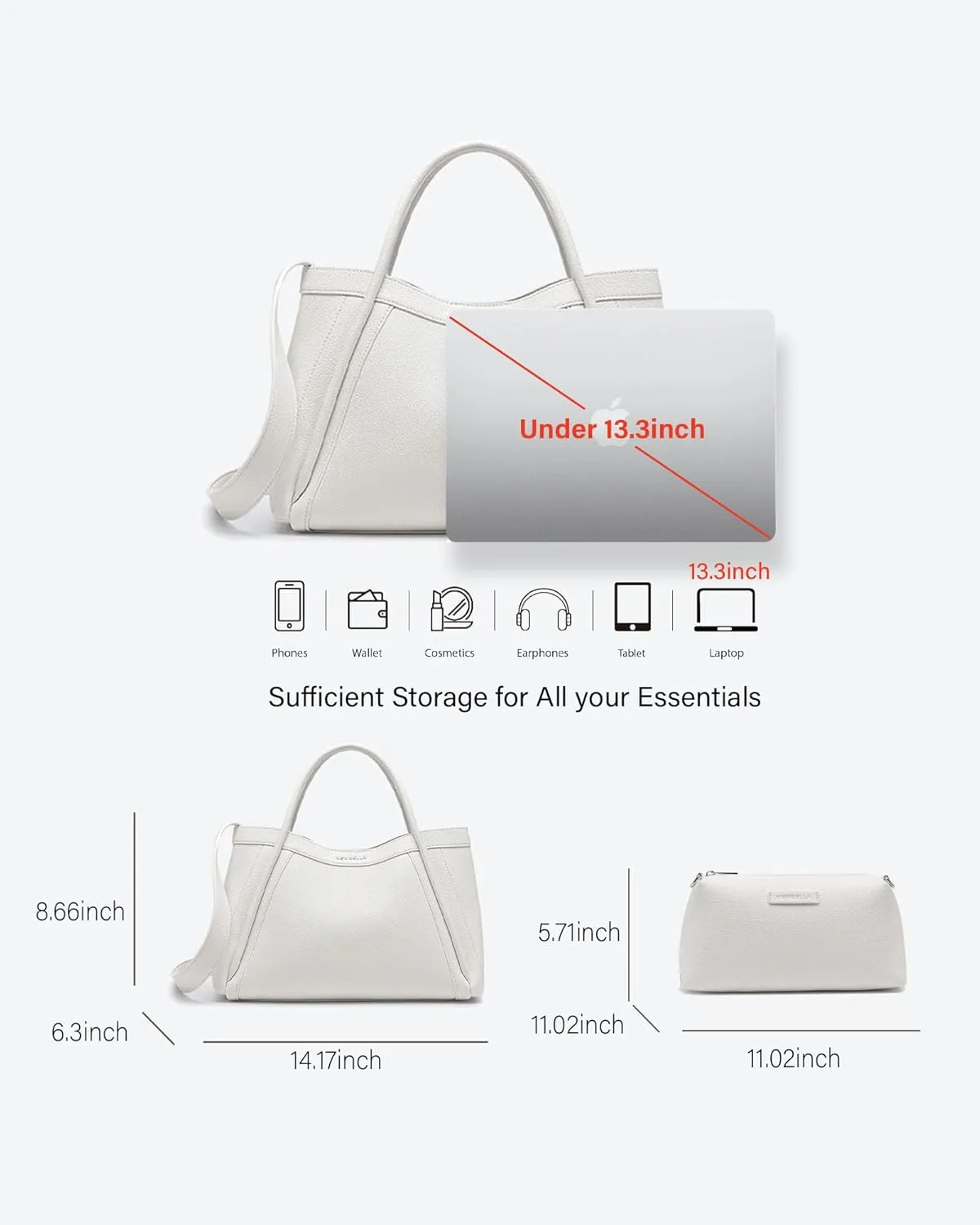 Vegan Leather Tote Bag for Women, Hobo Shoulder Bag, Crossbody Handbag with Matching Purse, Stylish Versatile