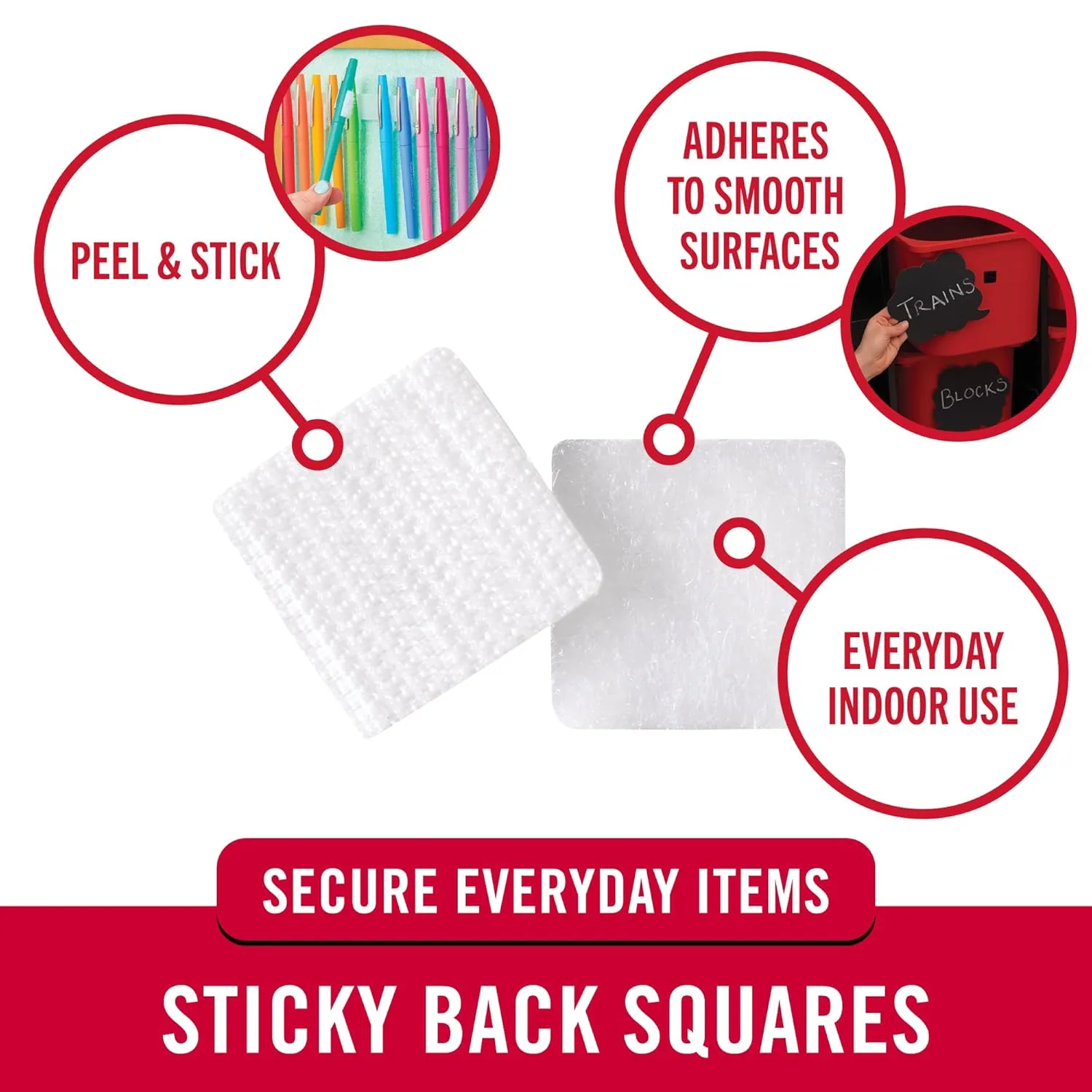 VELCRO Brand Mounting Squares | 200pk, 7/8" White | Adhesive Sticky Back Hook and Loop for Teacher Supplies, Office Organization (30705)