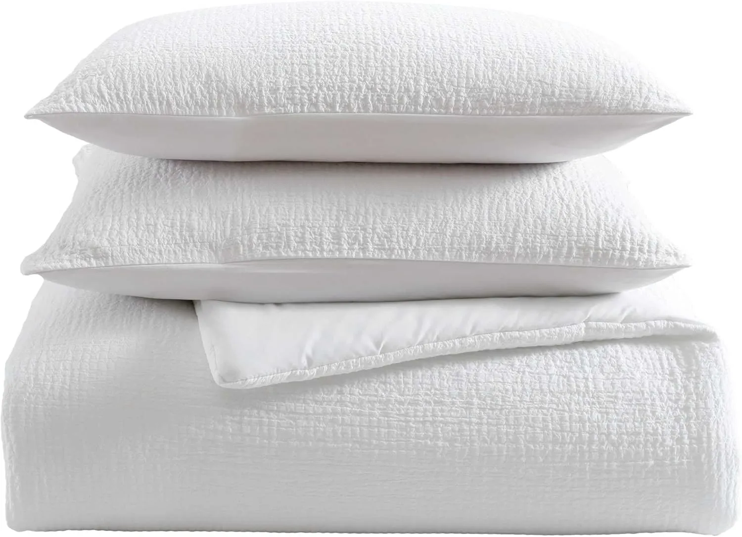 Vera Wang - Queen Comforter Set, Premium Cotton Bedding Set with Matching Shams, Chic Room Essentials, Oeko-Tex Certified (Puckered Texture White, Queen)