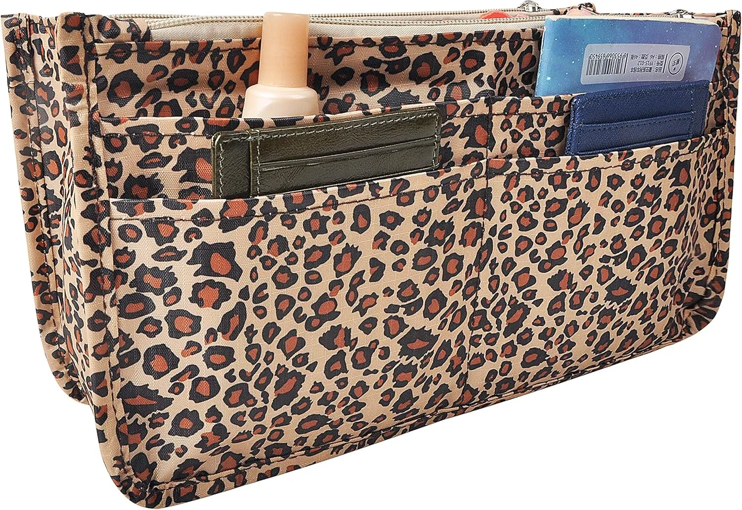 Vercord Patterned Purse Handbag Tote Pocketbook Bag Organizer Insert with Zipper Handle for Women Medium Leopard