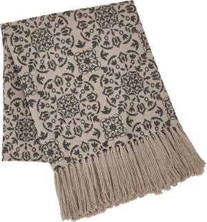 VHC Brands Custom House Black & Tan Jacquard Woven Throw 50x60, Bedroom and Living Room Decor, Blanket, Cotton, Custom House Collection, Rectangle 60x50, Natural