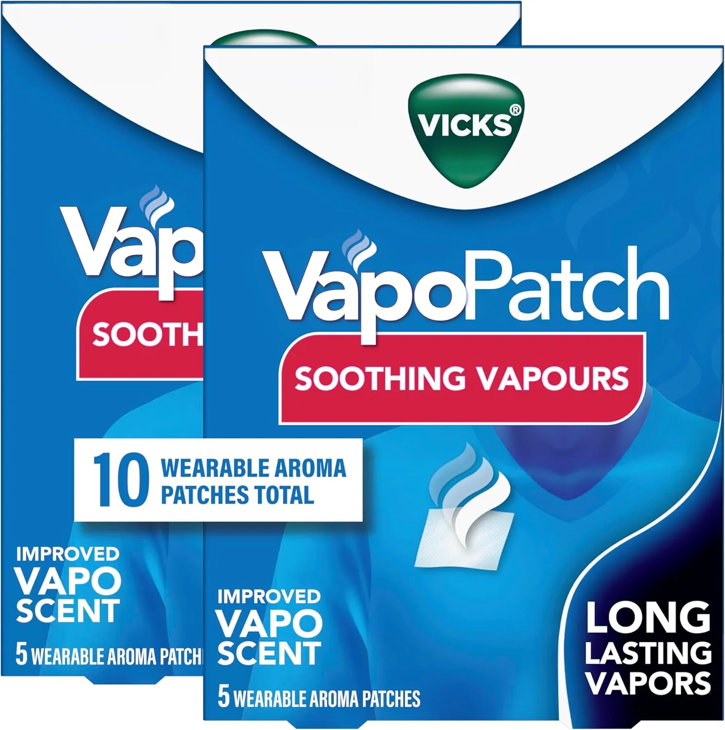 Vicks VapoPatch, Wearable Mess-Free Aroma Patch, Soothing & Comforting Non-Medicated Vicks Vapors, For Adults & Children Ages 6 , 5ct (2 pack)