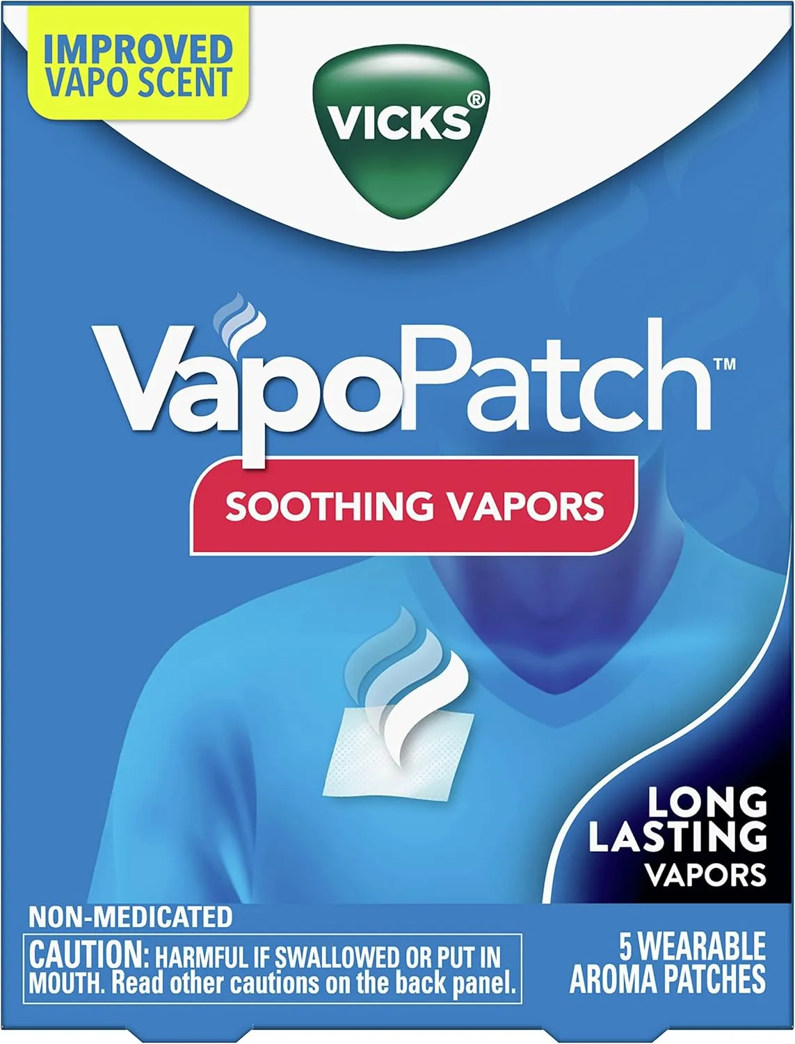 Vicks VapoPatch, Wearable Mess-Free Aroma Patch, Soothing & Comforting Non-Medicated Vicks Vapors, For Adults & Children Ages 6 , 5ct (2 pack)