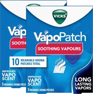 Vicks VapoPatch, Wearable Mess-Free Aroma Patch, Soothing & Comforting Non-Medicated Vicks Vapors, For Adults & Children Ages 6 , 5ct (2 pack)