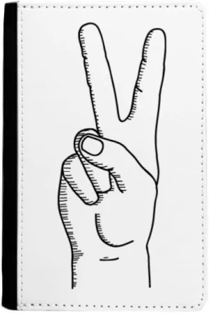 Victory Gesture Line Drawing Pattern Passport Holder Notecase Burse Wallet Cover Card Purse