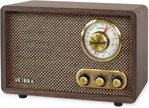 Victrola Willow Retro Wood – Bluetooth Radio with Built-in Speakers, Elegant & Vintage Design, Rotary AM/FM Tuning Dial, Bass & Treble Control, Wireless Streaming, Espresso