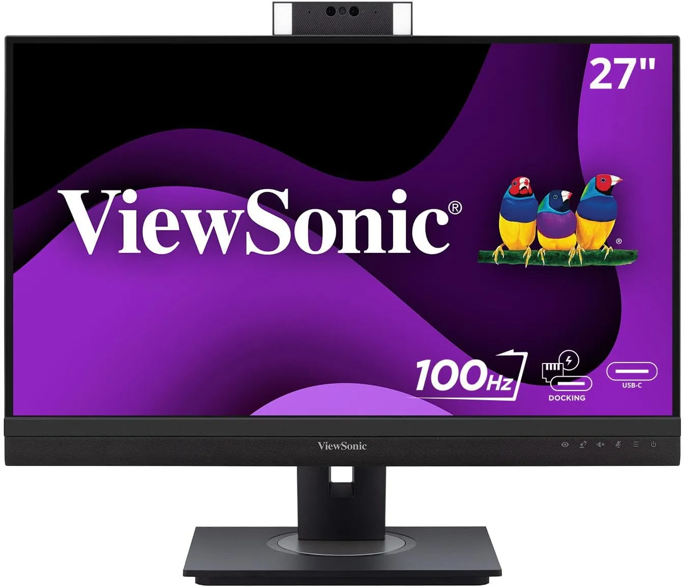ViewSonic VG2757V-2K 27 Inch 1440p Video Conferencing Docking Monitor with Windows Hello Compatible IR Webcam, Advanced Ergonomics, and 90W USB C for Home and Office