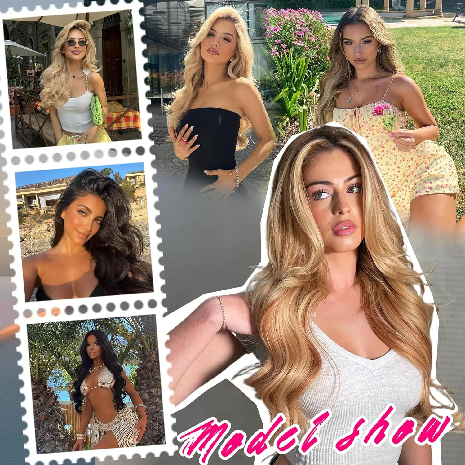 Vigorous Clip in Hair Extensions 4Pcs Ash Blonde Long Wavy Hair Extensions Clip Ins 20Inch Soft and Natural Synthetic Hairpieces for Women