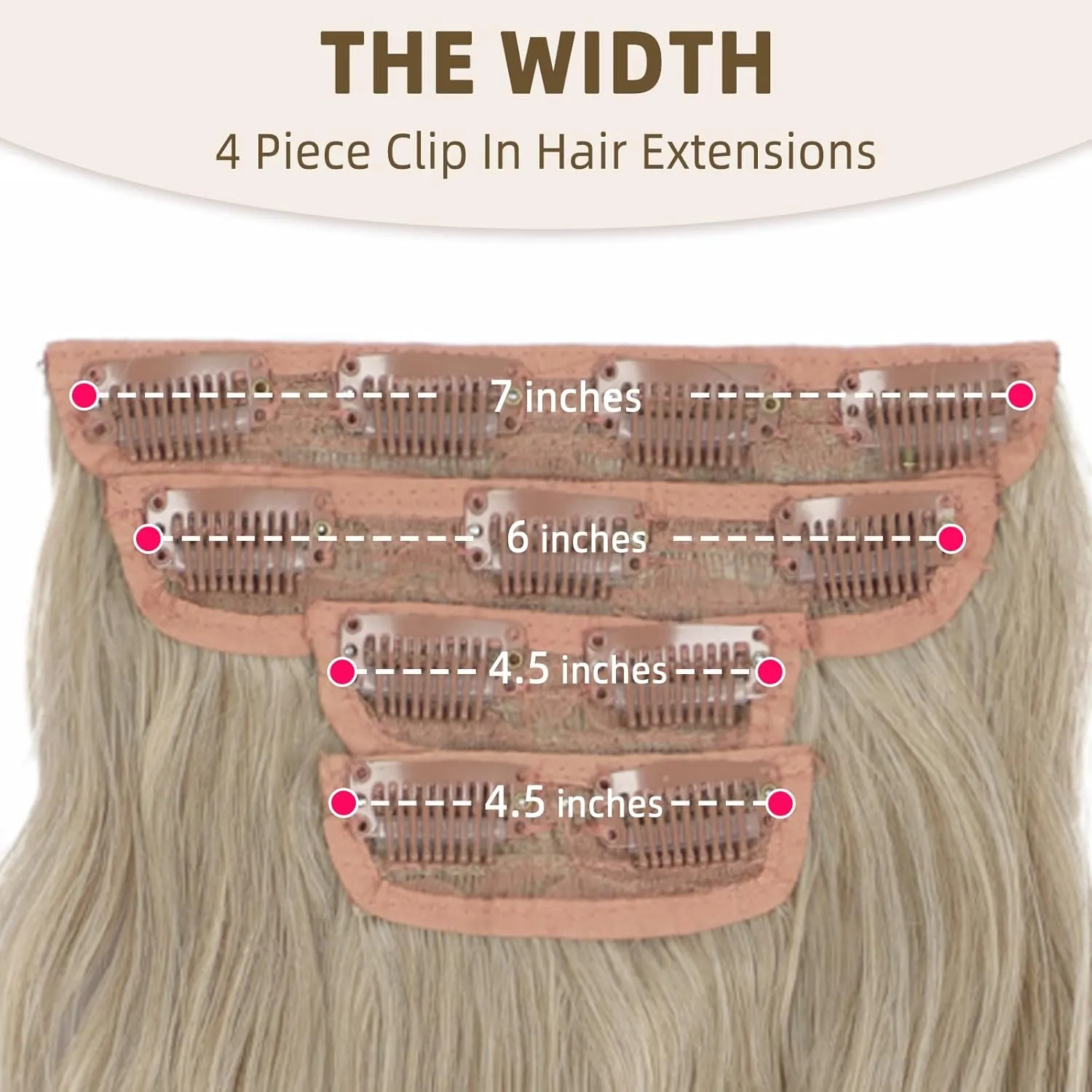 Vigorous Clip in Hair Extensions 4Pcs Ash Blonde Long Wavy Hair Extensions Clip Ins 20Inch Soft and Natural Synthetic Hairpieces for Women