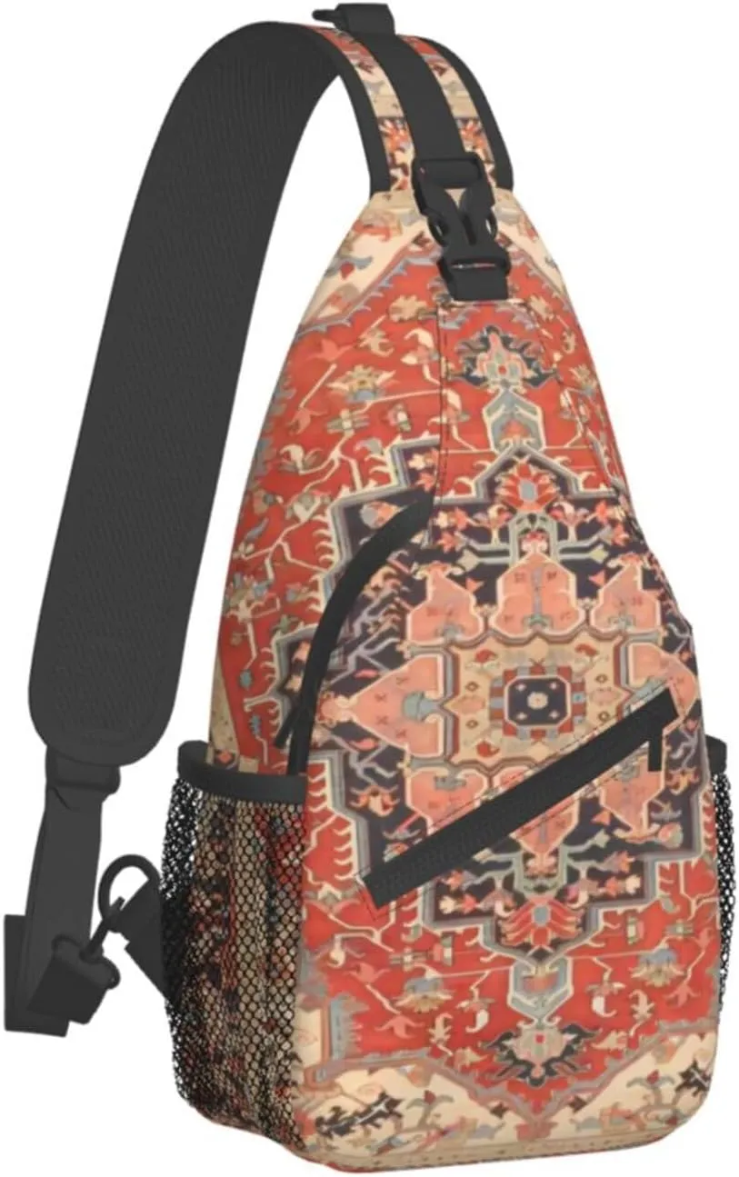 Vintage Antique Oriental Turkish Persian Crossbody Chest Bag, Unisex Crossbody Bag, Travel, Sports, Hiking And Leisure Backpack