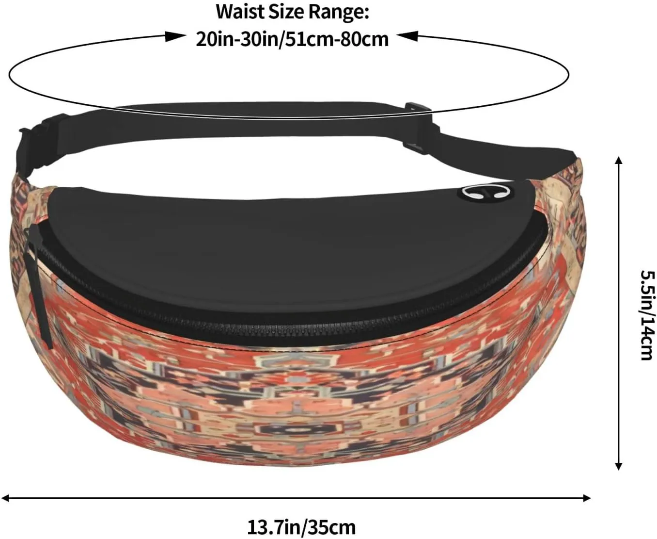 Vintage Antique Oriental Turkish Persian Waist Packs Unisex Adjustable Shoulder Strap Messenger Bag Sports Travel Running Leisure Waist Bag