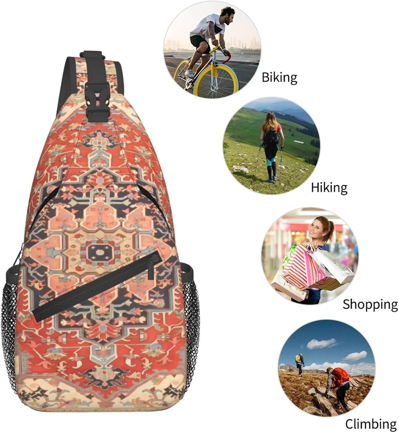 Vintage Antique Oriental Turkish Persiancrossbody Bag, Adjustable Shoulder Strap Chest Bag, Sports Travel, Running, Leisure Waist Bag