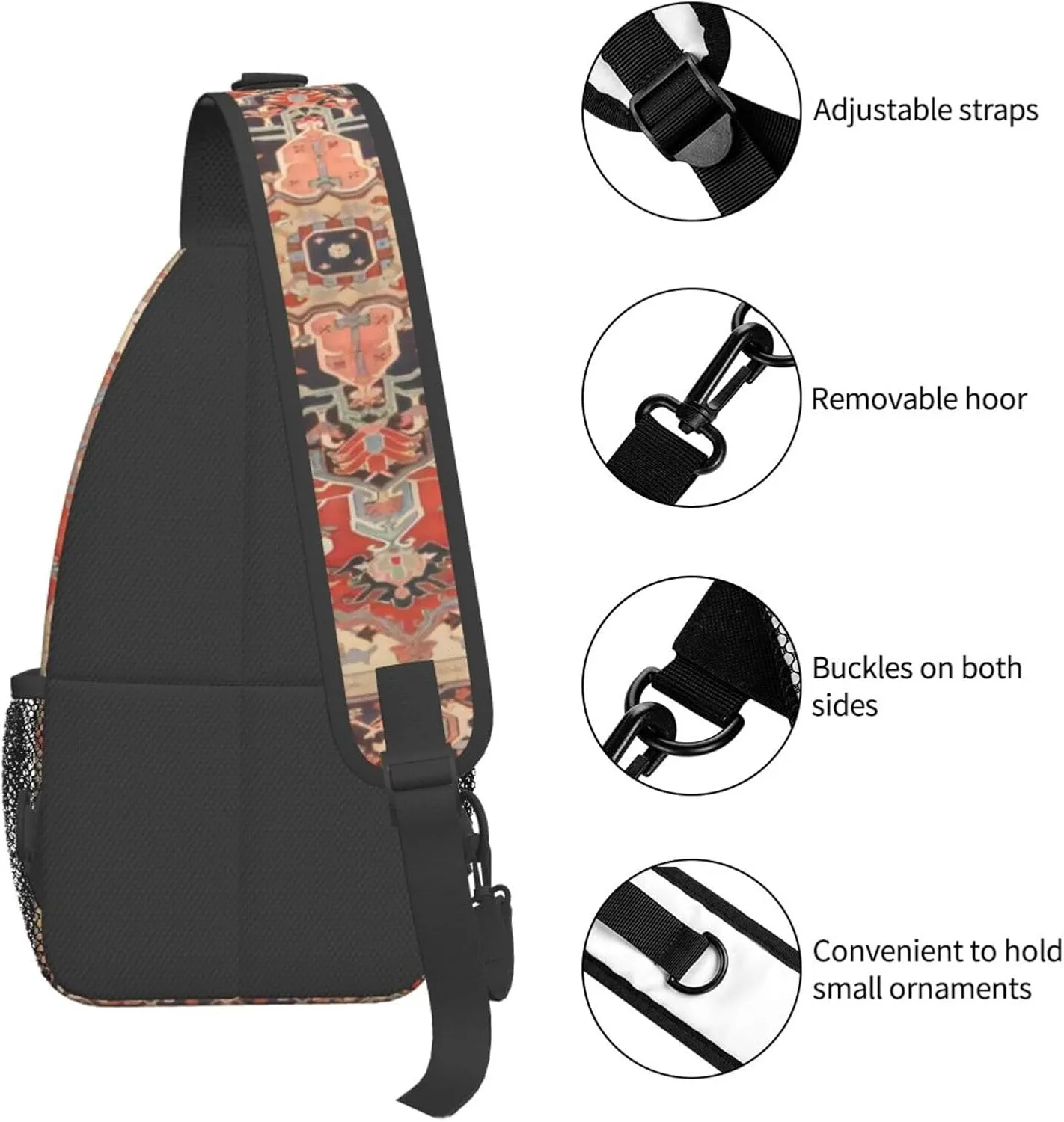 Vintage Antique Oriental Turkish Persiancrossbody Bag, Adjustable Shoulder Strap Chest Bag, Sports Travel, Running, Leisure Waist Bag