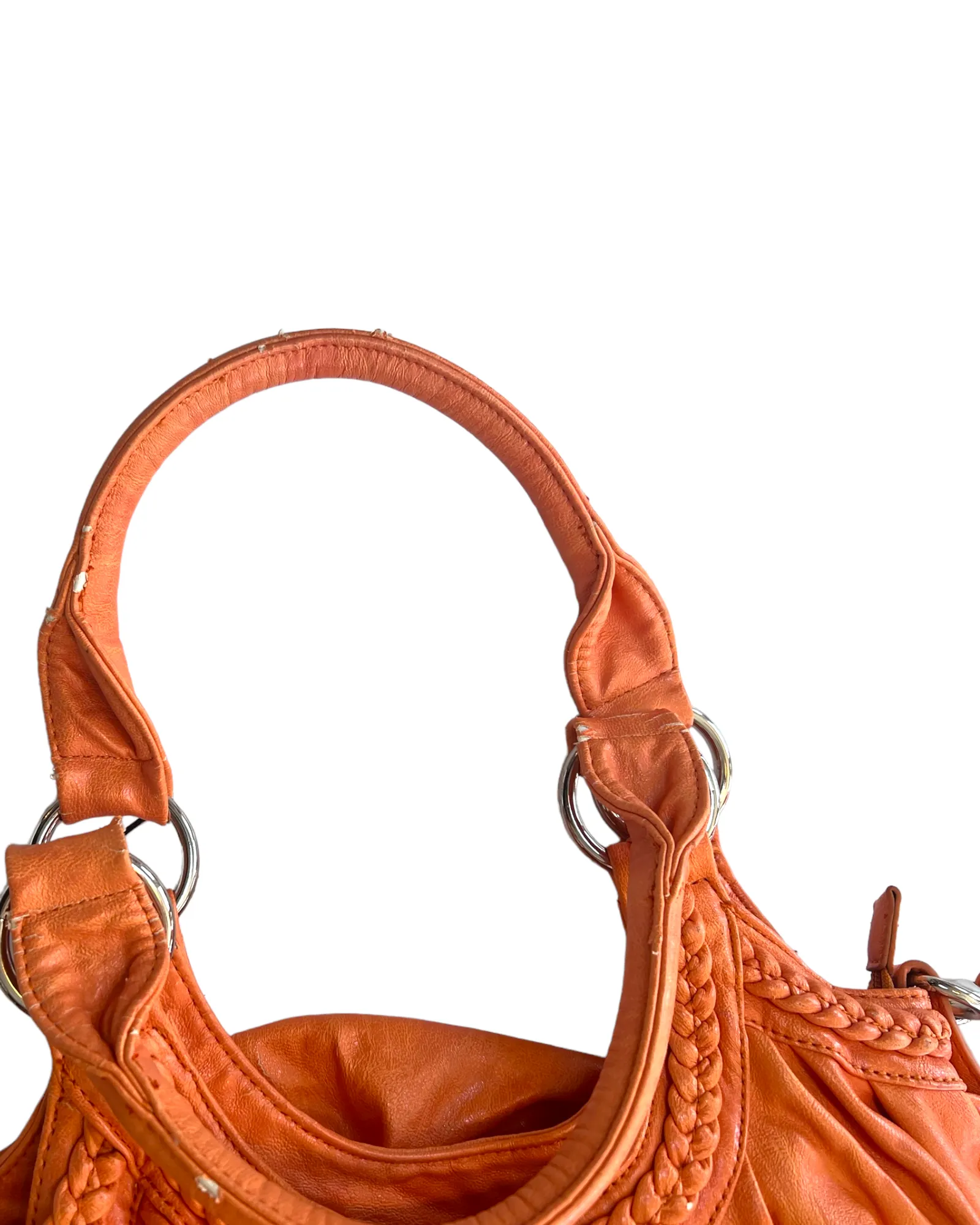 Vintage Orange Leather Hobo Bag