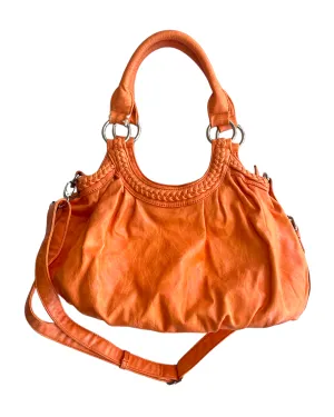 Vintage Orange Leather Hobo Bag