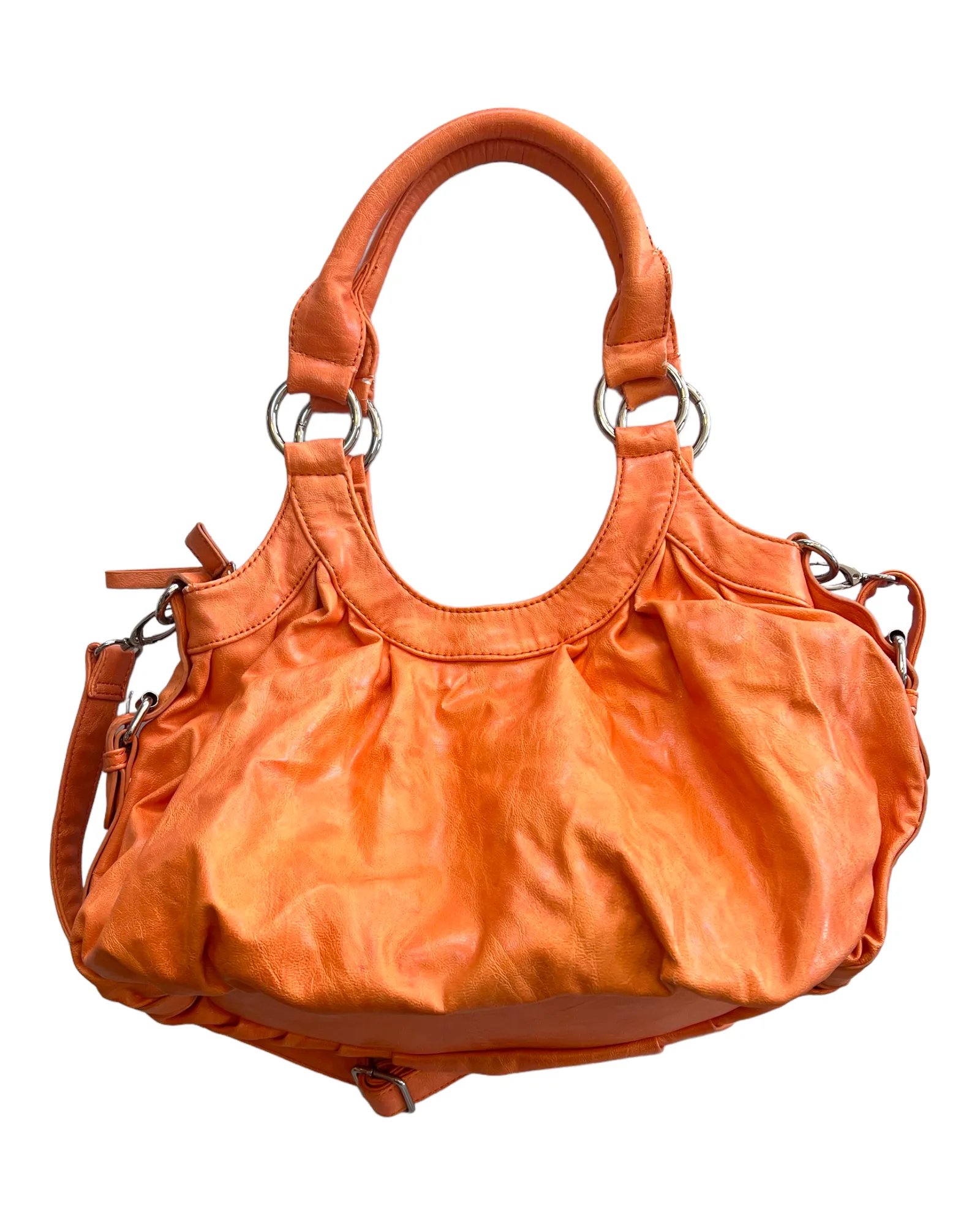 Vintage Orange Leather Hobo Bag