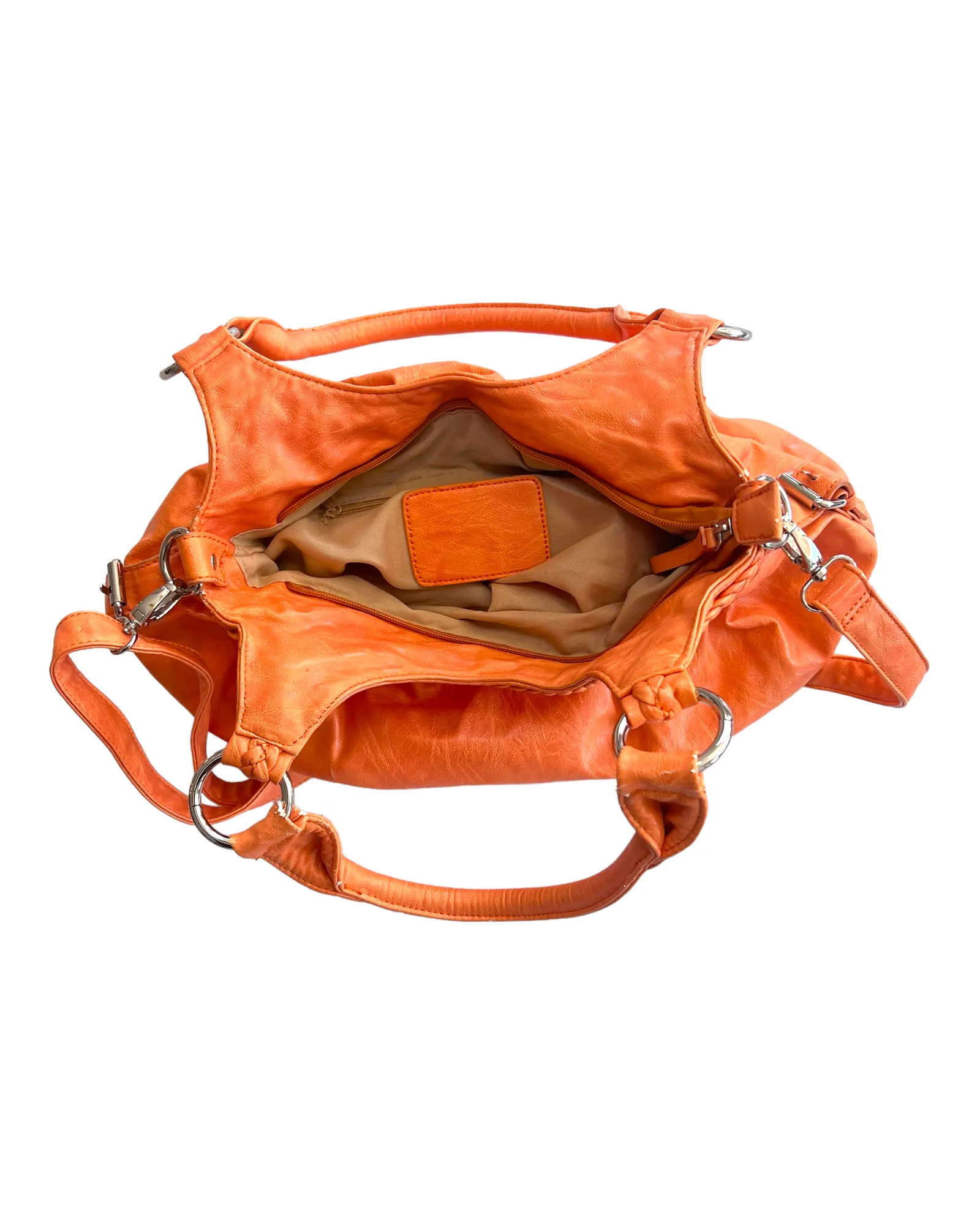 Vintage Orange Leather Hobo Bag