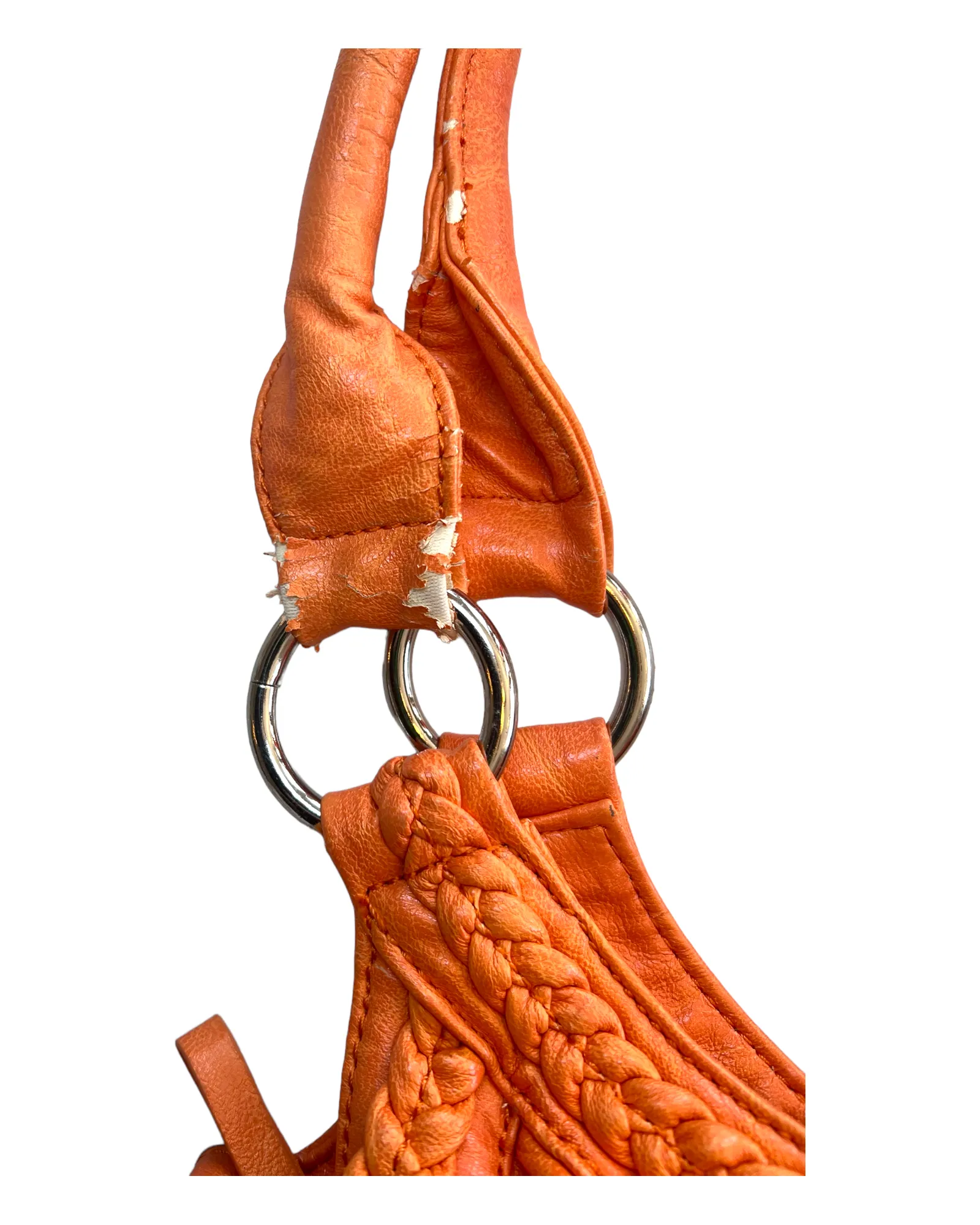 Vintage Orange Leather Hobo Bag