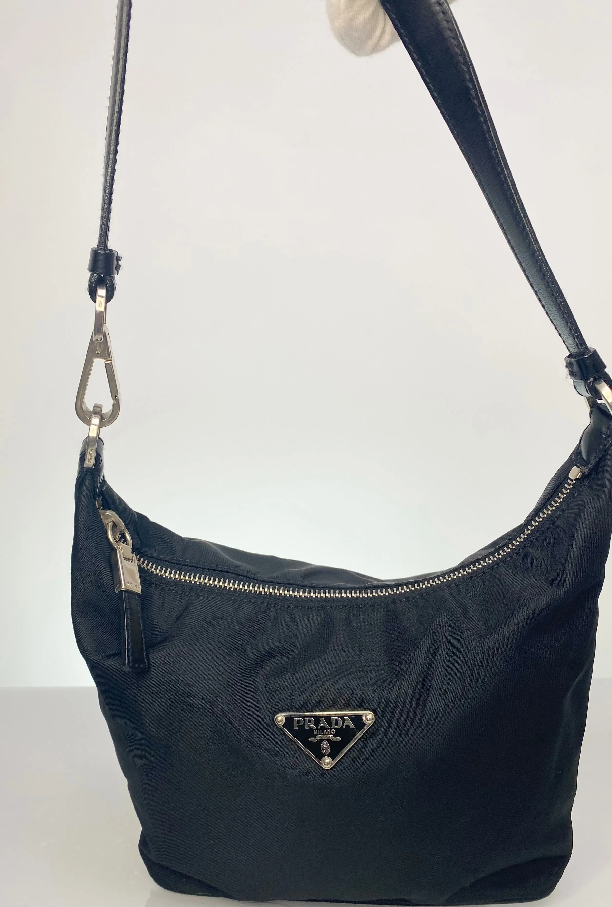 Vintage Prada Nylon Hobo w/ Hook Strap