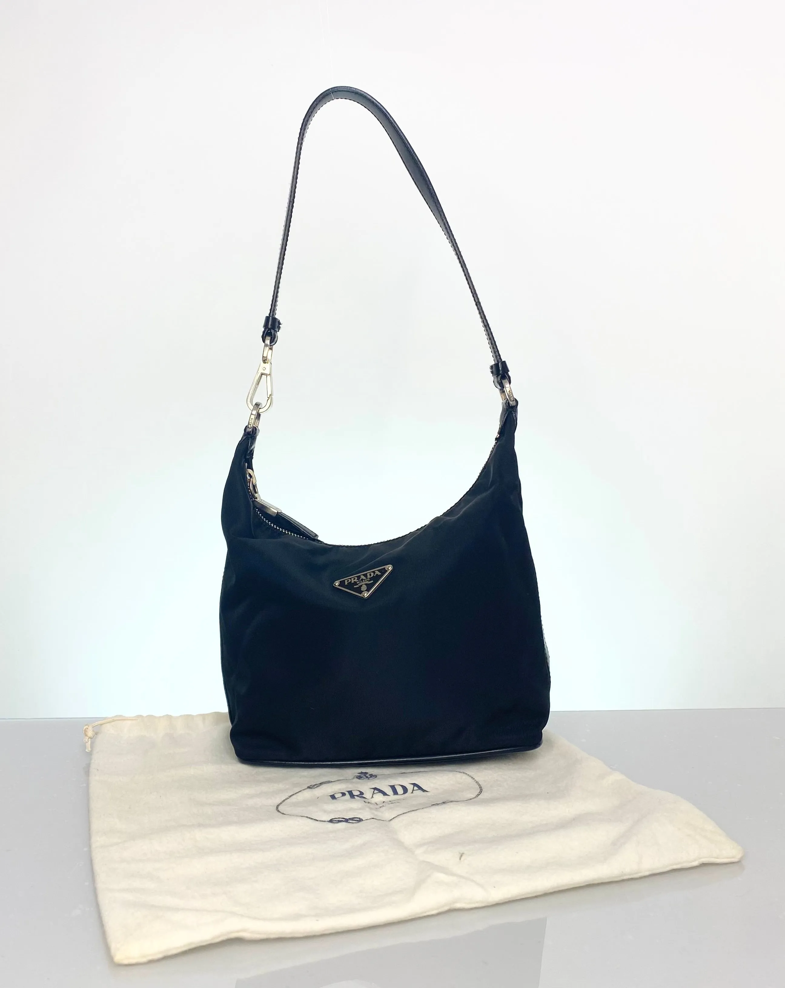 Vintage Prada Nylon Hobo w/ Hook Strap