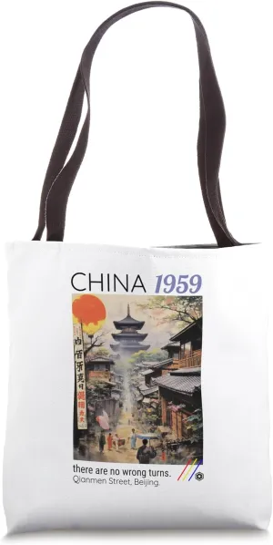 Vintage Travel Poster Art China Traveling Destination Quote Tote Bag