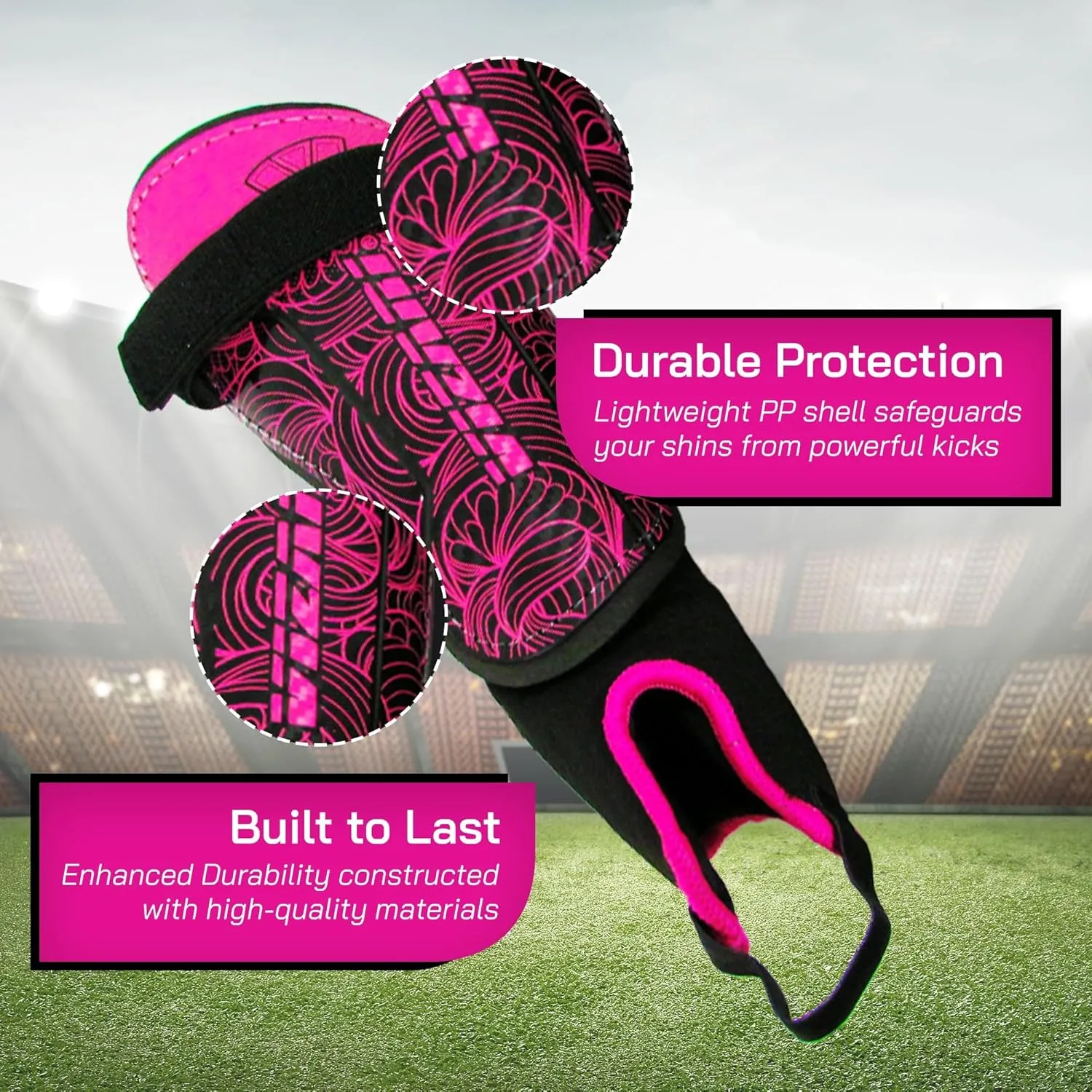 Vizari Cali Soccer Shin Guards for Kids & Adults with Ankle Protection | Lightweight Soccer Shin Guards with Non-Slip Adjustable Straps
