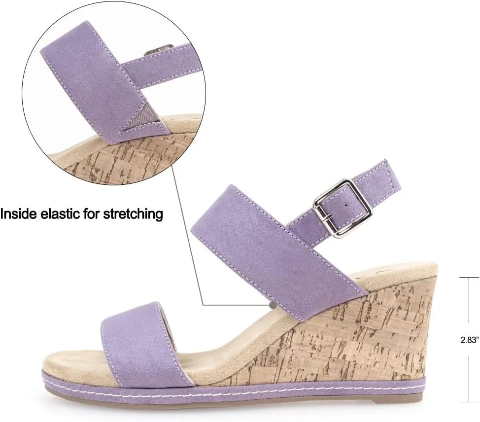 VJH confort Women's Wedge Sandals Buckle Straps Cork Platform Comfort Slingback Dress Open Toe Sandals