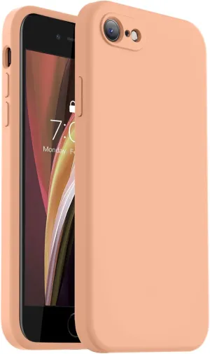 Vooii for iPhone SE Case 2022/3rd/2020,iPhone 8/7 Case, Upgraded Liquid Silicone with [Flat Edges] [Camera Protection] [Soft Anti-Scratch Microfiber Lining] Phone Case for iPhone SE - Cantaloupe