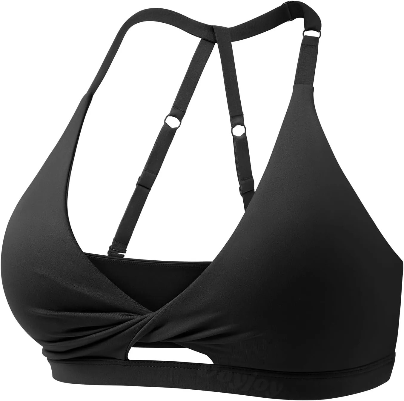VOYJOY Workout Sports Bras for Women Padded Backless Strappy Fitness Wireless Gym Medium Impact Bra Yoga Crop Top