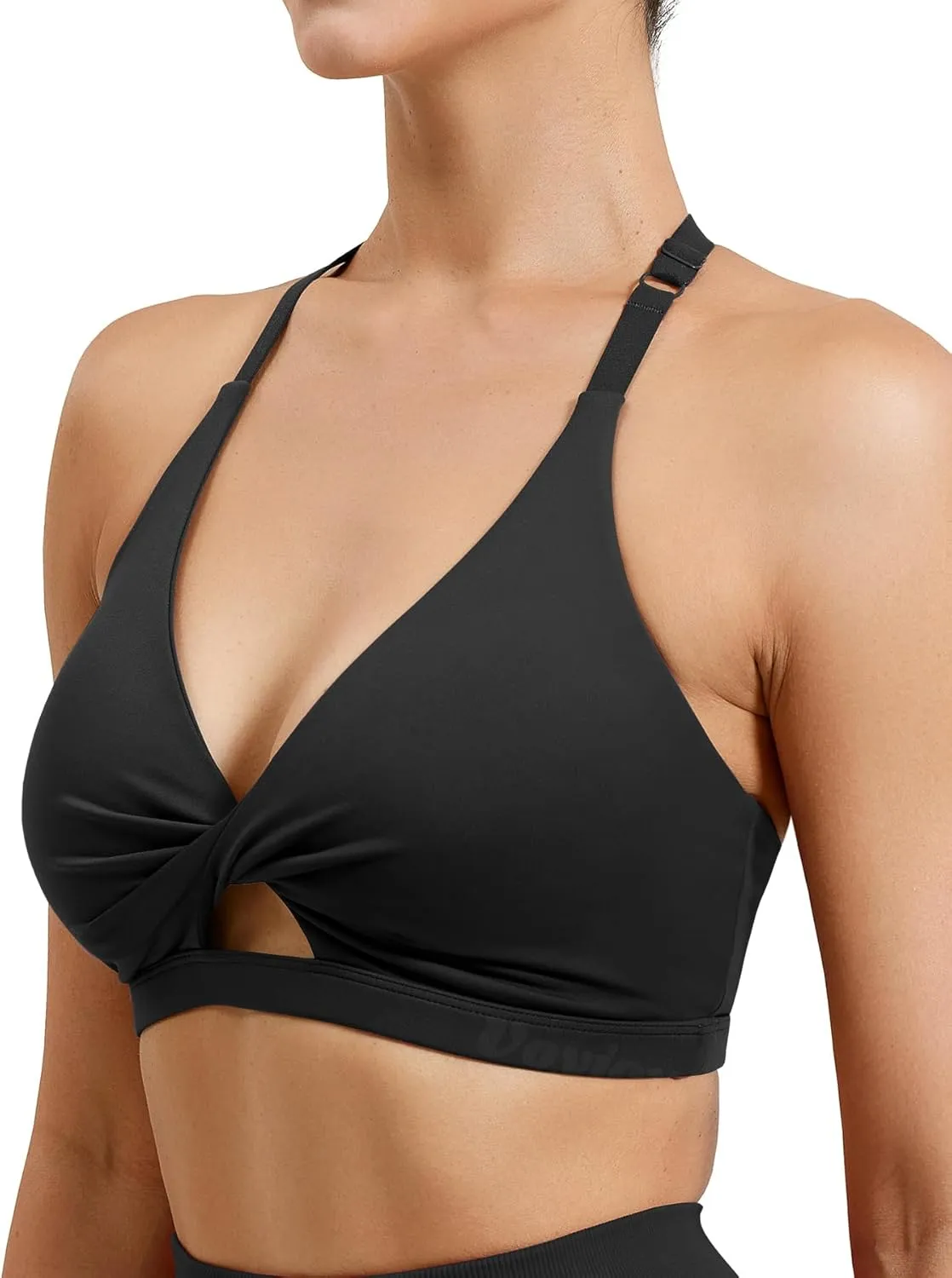 VOYJOY Workout Sports Bras for Women Padded Backless Strappy Fitness Wireless Gym Medium Impact Bra Yoga Crop Top