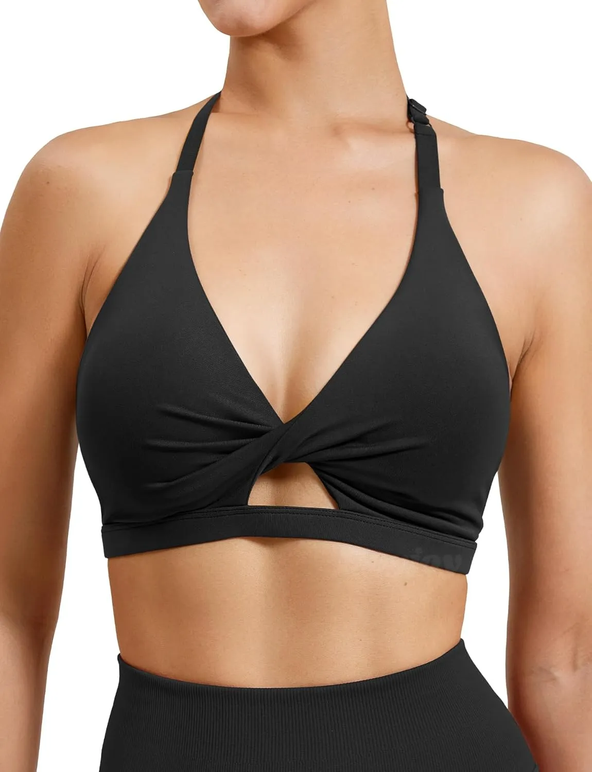 VOYJOY Workout Sports Bras for Women Padded Backless Strappy Fitness Wireless Gym Medium Impact Bra Yoga Crop Top