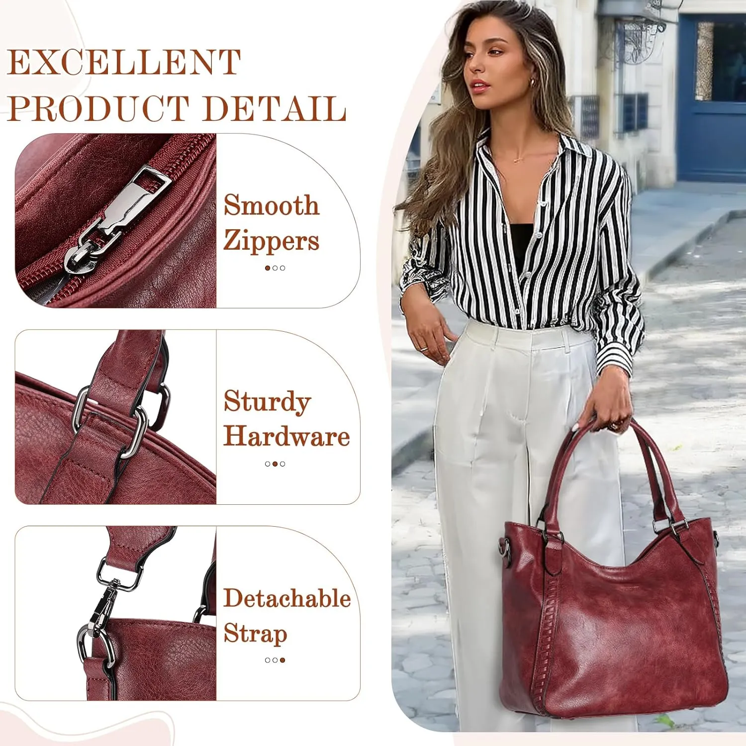 VX VONXURY Handbags for Women Hobo Bag PU Leather Shoulder Bag with Adjustable Shoulder Strap Fashion Crossbody Bag