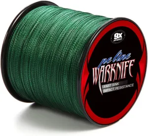 Warknife 9 Strand Braided Fishing Line Round Round Round - Zero Stretch, Low Memory, 0.14-1MM/15-310LB/100-2000M Extra Long Sea Fishing, Lake Fishing, River Fishing, Saltwater, Round UHMWPE Fiber Fishing Line