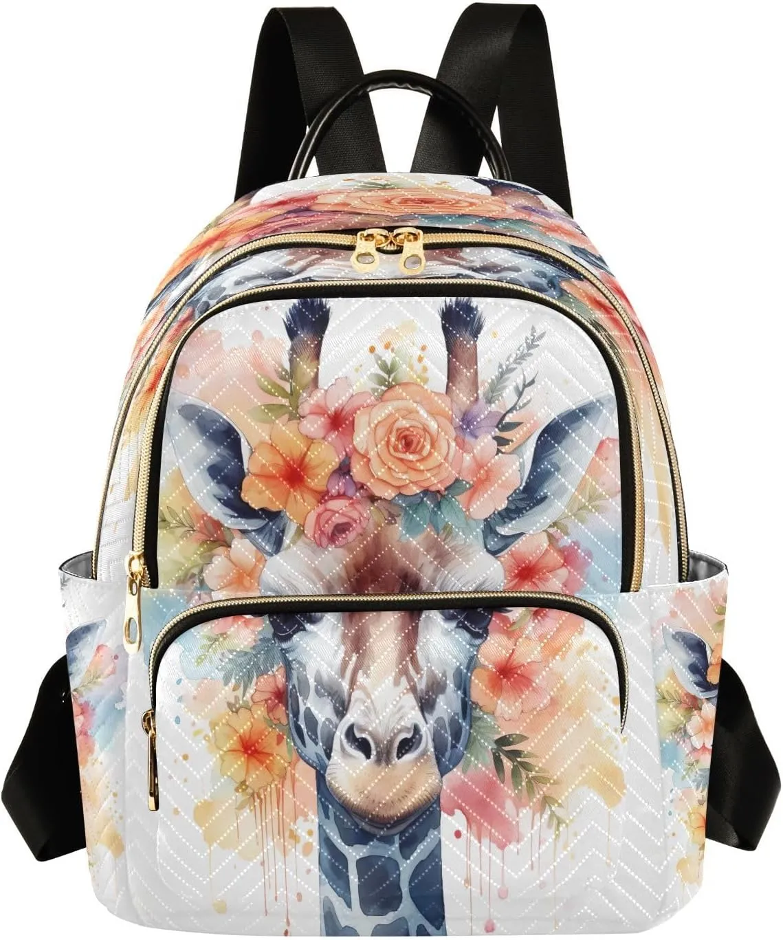 Watercolor Giraffe Backpack Purse for Women Fashion Small Mini Daypack Purse for Lady Anti-theft Shoulder Bag for Lady Women, Medium