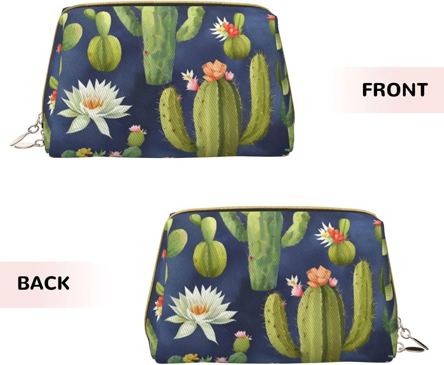 Watercolour Cactus Toiletry Pouch, Travel-Friendly Makeup Organizer For Makeup Brushes, Lipsticks