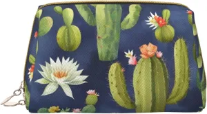 Watercolour Cactus Toiletry Pouch, Travel-Friendly Makeup Organizer For Makeup Brushes, Lipsticks