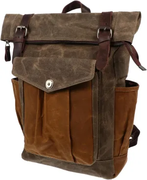 Waterproof Oil Wax Canvas Backpack for Travel Hiking Rucksack Men's School Bag Multi-pocket Design Sturdy and Practical