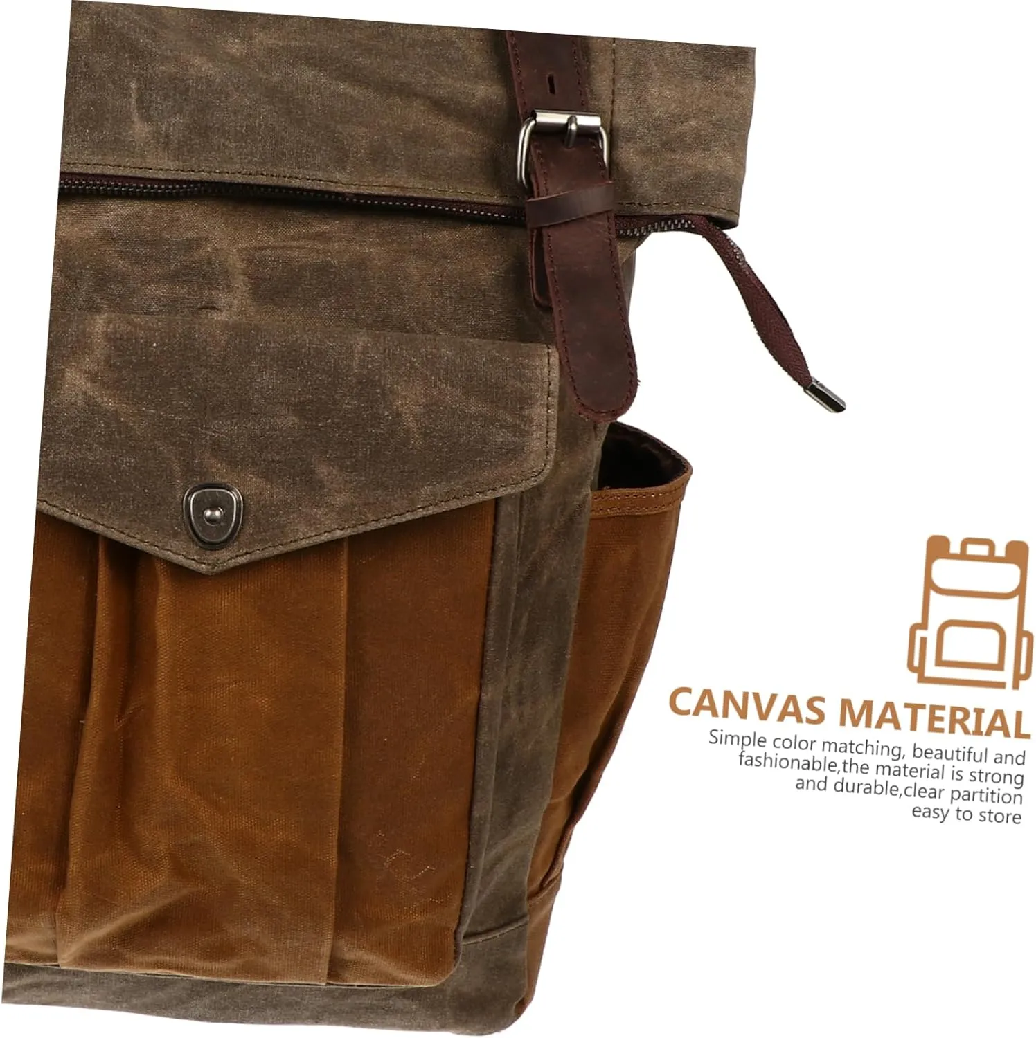 Waterproof Oil Wax Canvas Backpack for Travel Hiking Rucksack Men's School Bag Multi-pocket Design Sturdy and Practical