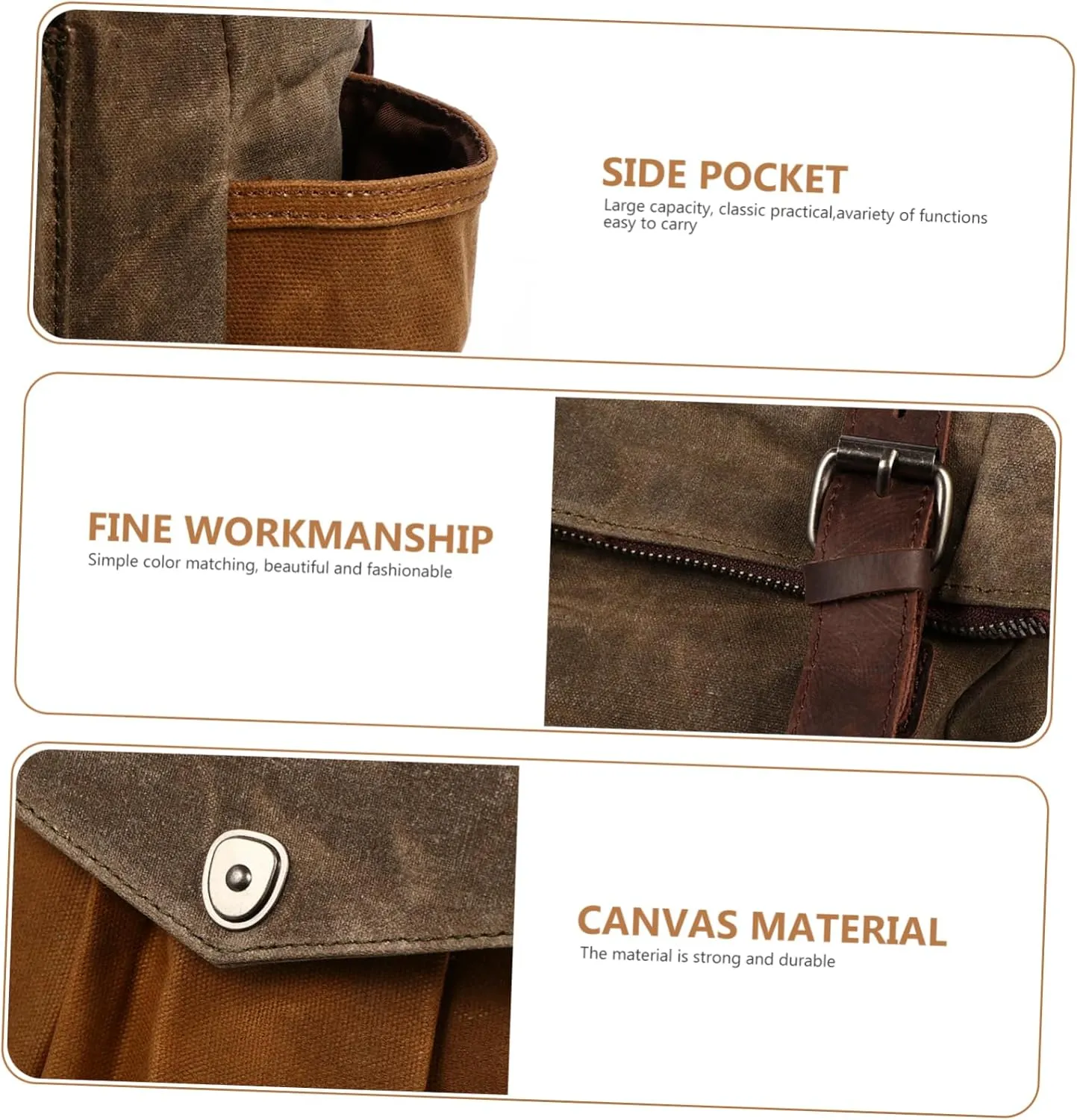Waterproof Oil Wax Canvas Backpack for Travel Hiking Rucksack Men's School Bag Multi-pocket Design Sturdy and Practical