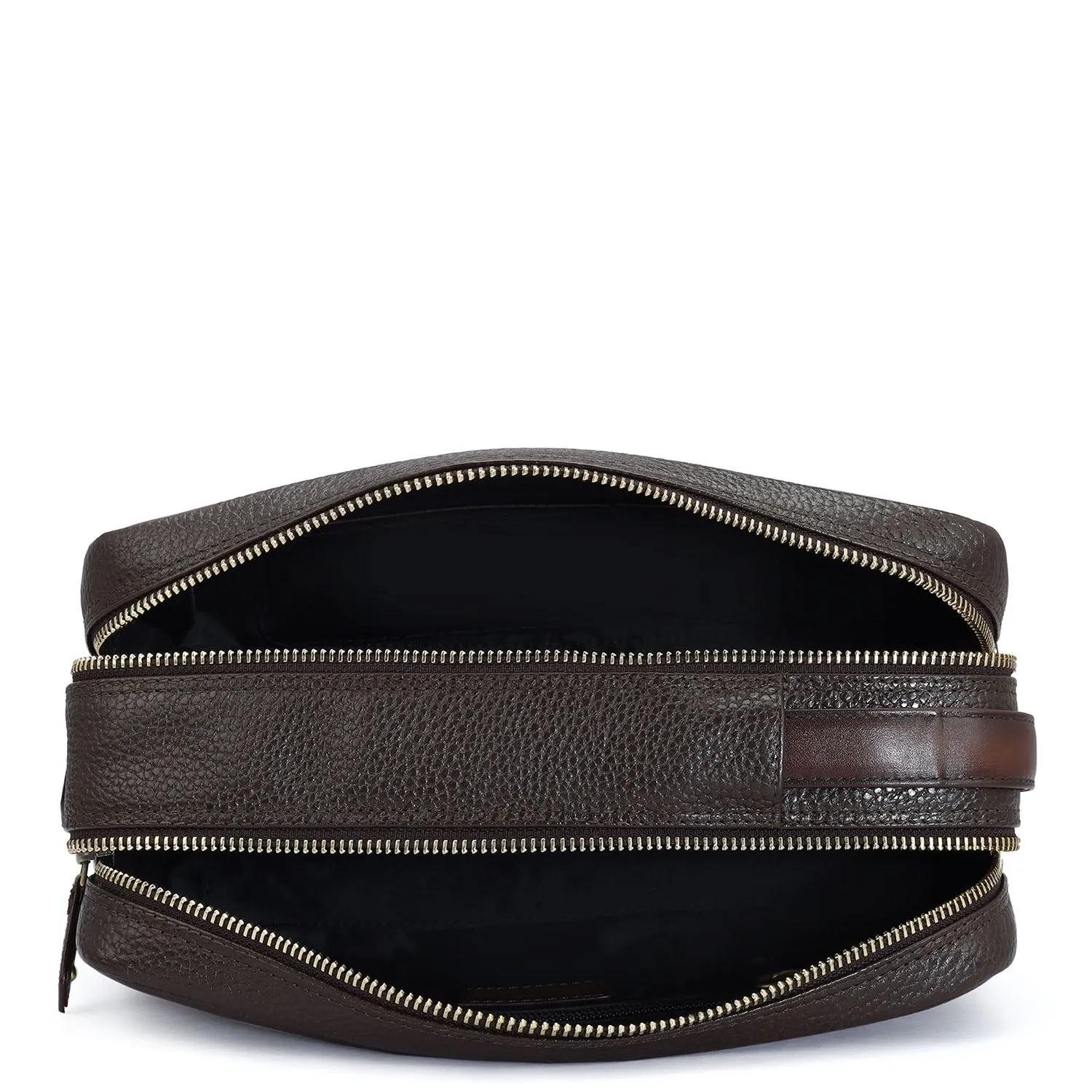 Wax Leather Vanity Pouch - Chocolate