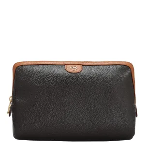 Wax Leather Vanity Pouch - Chocolate