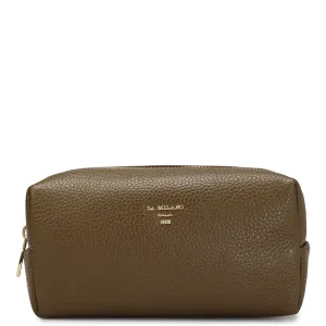 Wax Leather Vanity Pouch - Moss