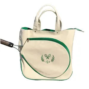 WEAR PHYSIQUE Personalized Tennis Tote, Custom Monogram Duffel, Tennis Gear Organizer, Embroidered Travel Bag, Gifts for Tennis Lovers, Paddle Tennis Bag (Pink)