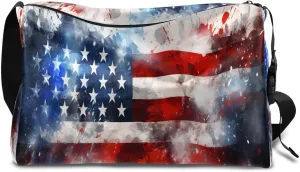 Weekend Bag America Flag Retro Prints Lightweight Carry On Duffel Bag Waterproof Gym Bag Pu Leather Duffle Bag for Workout Travel Sport