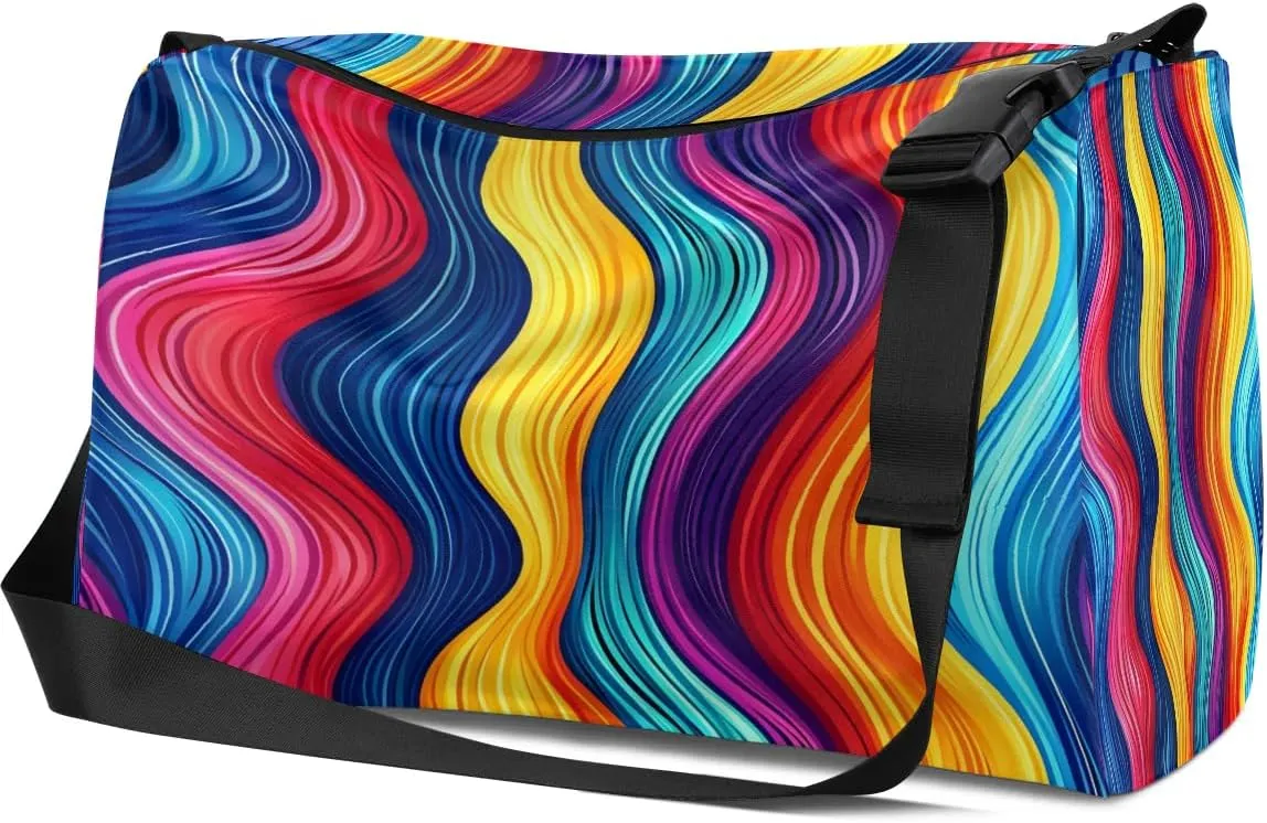 Weekend Bag Multicolor Streak Printings Lightweight Carry On Duffel Bag Waterproof Gym Bag Pu Leather Duffle Bag for Workout Travel Sport