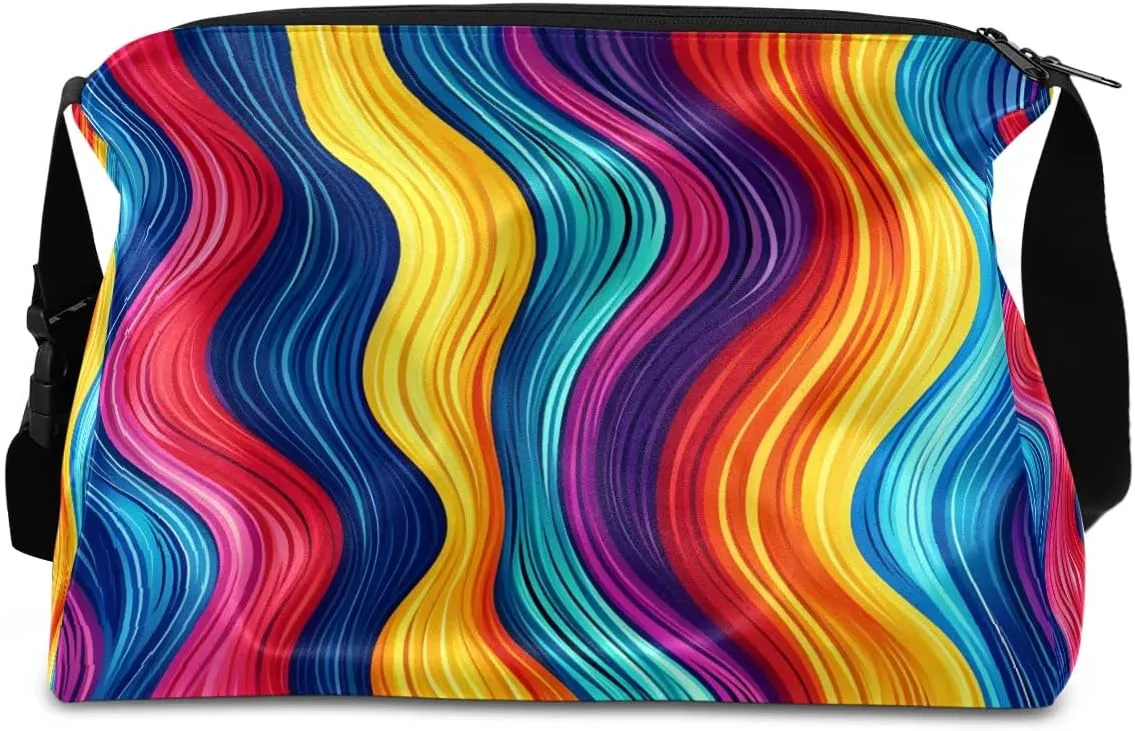 Weekend Bag Multicolor Streak Printings Lightweight Carry On Duffel Bag Waterproof Gym Bag Pu Leather Duffle Bag for Workout Travel Sport
