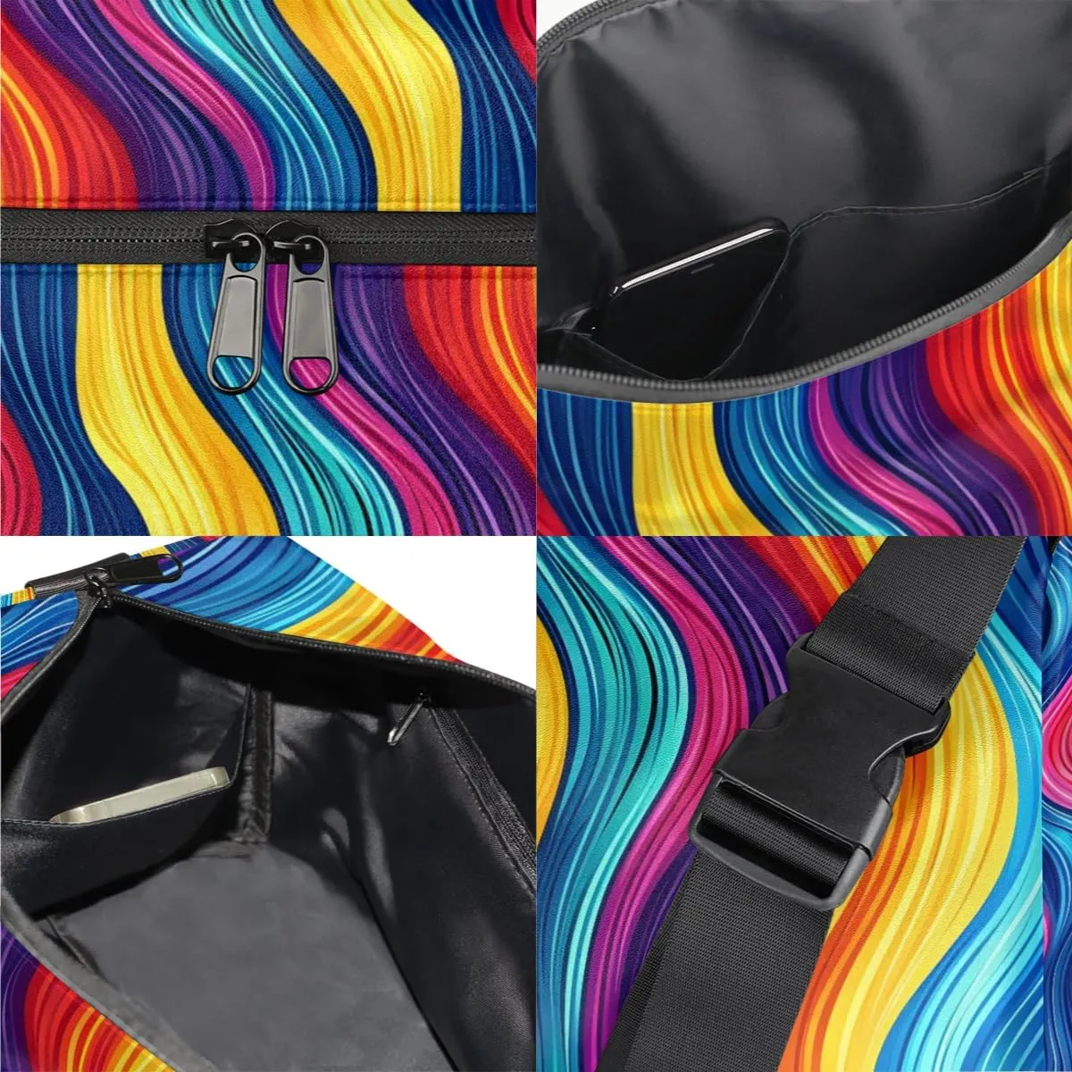 Weekend Bag Multicolor Streak Printings Lightweight Carry On Duffel Bag Waterproof Gym Bag Pu Leather Duffle Bag for Workout Travel Sport