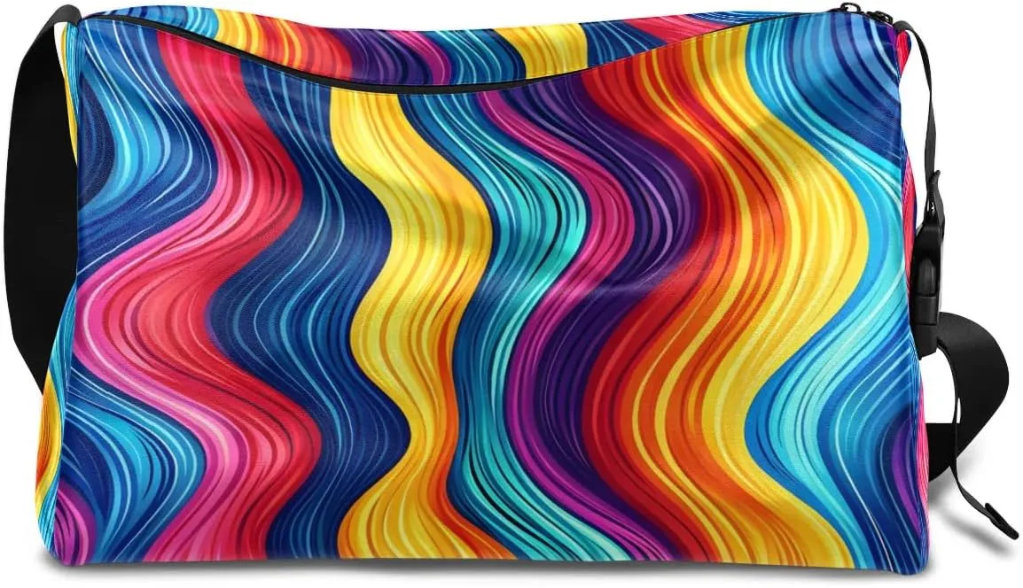 Weekend Bag Multicolor Streak Printings Lightweight Carry On Duffel Bag Waterproof Gym Bag Pu Leather Duffle Bag for Workout Travel Sport